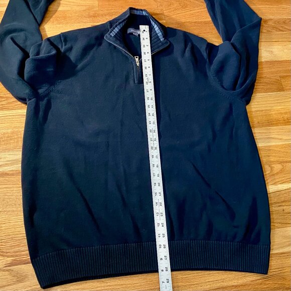 Merona Men's XL 100% Cotton Sweater Mock-neck with Zipper Black Ribbed Cozy - Picture 5 of 7